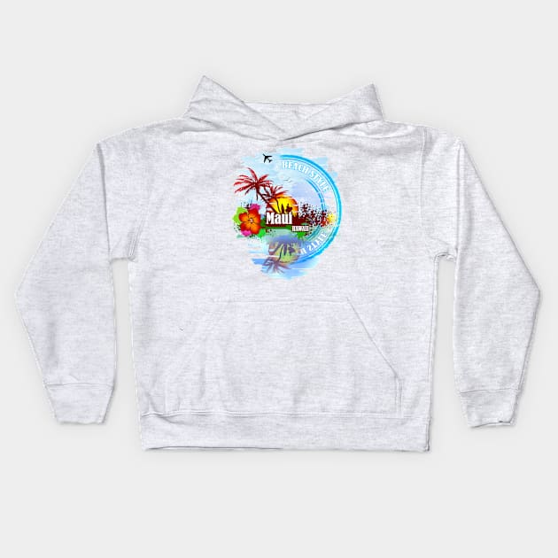 Maui Hawaii Kids Hoodie by dejava